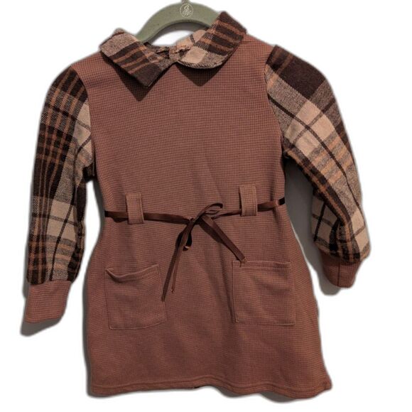 SHEIN Other - Girl's Long Sleeve Dress Brown Size 6Y NWOT